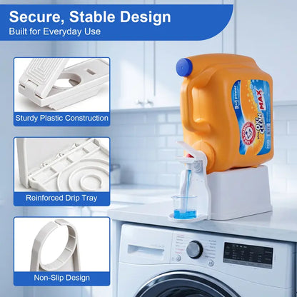🧼🧴 Porte-lessive avec plateau récupérateur – Buse anti-goutte, nettoyage facile, fini les bouteilles collantes et les coulures sur la machine, l’indispensable des buanderies impeccables 🏠👌