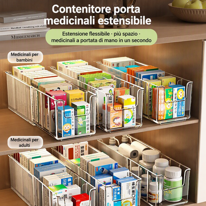 🔥 Organiseur à Médicaments Télescopique Transparent — Extensible, Parfait pour Ranger Votre Armoire à Pharmacie 💊🗄️