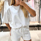 🛋️ Dam loungewear-set – lös topp & shorts, justerbar dragsko & rymliga fickor, perfekt för hemmakontor, vila & lata söndagar ☕