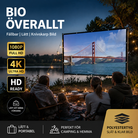 Vikbar 100-tums projektorduk 🎬 4K/3D, klar bild i alla ljus – bio hemma när du vill ✨