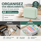 💊🧳 Organisateur de médicaments A8 étanche – 14 grandes pochettes zippées, protégez vos pilules et ordonnances de l’humidité, la solution pour ne plus jamais confondre les doses du matin et du soir ☀️🌙