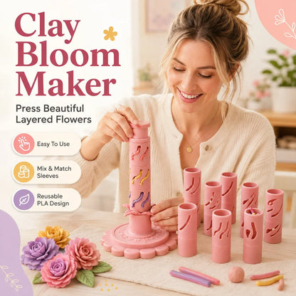 🌸🎨 Kit de création de fleurs en pâte à modeler – Adapté aux débutants, outil réutilisable imprimé en 3D, manchons interchangeables et 24 couleurs incluses, pour des fleurs réussies dès le premier essai ✨