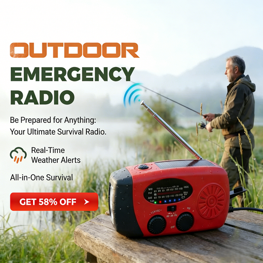 🎁 Nouveautés 2026 : -50 % 💥🔋 Radio de secours solaire portable multifonction – Batterie externe, manivelle et alertes météo ⚡
