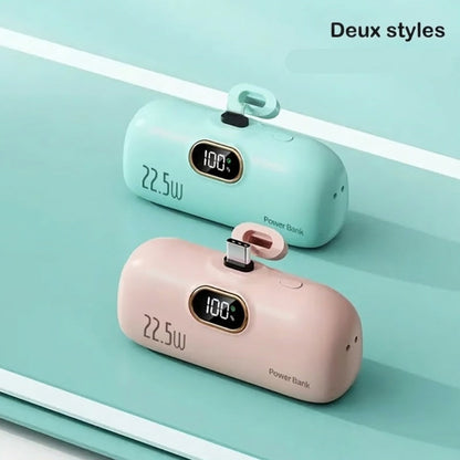💐🔋 Batterie externe ultra-mince 5000 mAh – Charge rapide 22,5W, 3 ports, affichage numérique, design poche, la compagne discrète qui suit votre rythme et garde votre smartphone toujours opérationnel 👜⚡