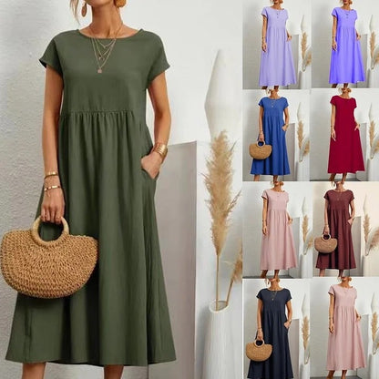 👜 Ärmlös oversize-klänning i bomull – djupa sidfickor, mjuk mot huden & perfekt för vardag, strand & resa 🌊
