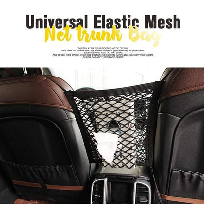Sac de Coffre Universel en Filet Élastique – Tissu Oxford + Maille – 3 Couches – Petite/Grande Taille – Pour Rangement Voiture et Sécurité Enfants 🛡️