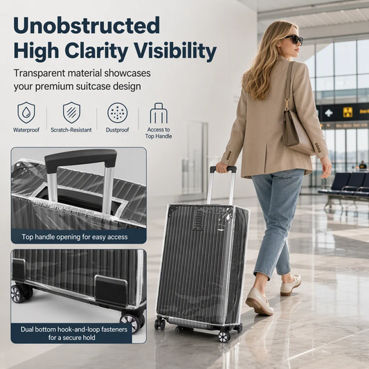 🛡️✨ PROMO FLASH : 50% DE RÉDUCTION ! Housse de Valise Transparente en PVC Épais – Protection Haute Résistance & Imperméable, Fermeture Velcro Rapide & Roues Libres for un Voyage Serein avec un Bagage Toujours Impeccable ✨