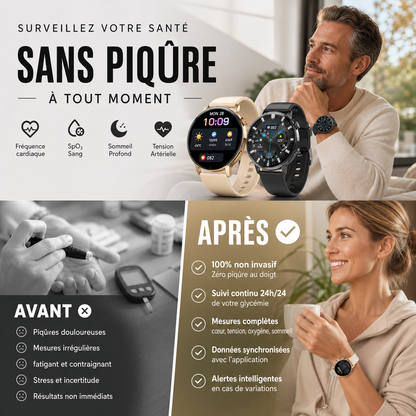 ⌚ 50% DE RÉDUCTION ! ⚡ Montre Intelligente Multifonctionnelle – Écran Tactile & Bluetooth – Cardio/SpO2/Sommeil & Appels for Homme & Femme