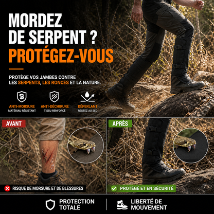 🛡️🐗 Guêtres de chasse imperméables – Coutures étanches, barrière anti-serpent et anti-tiques, restez au sec et en sécurité lors de vos affûts du petit matin et de vos longues marches en sous-bois 🌲🌧️