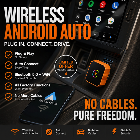 🚗 50 % DE RÉDUCTION POUR UNE DURÉE LIMITÉE ! ✨ Adaptateur Android Auto sans fil – Plug & Play, stable, rapide ✨