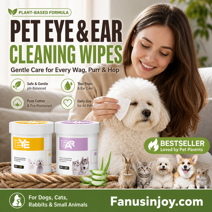 🌿🐶 Lingettes nettoyantes yeux et oreilles – À base de plantes, sans parfum, nettoie en douceur les yeux et les oreilles de votre compagnon à quatre pattes 🐱💚