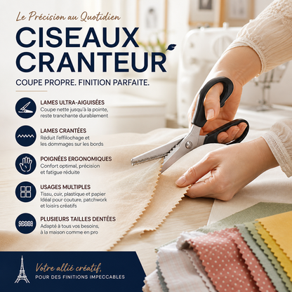 ✂️ PROMO FLASH : 50% DE RÉDUCTION ! Ciseaux Zig-Zag en Acier Inoxydable – Lames Dentelées Anti-Effilochage & Poignée Ergonomique for Coupe Décorative Tissu, Papier et Cuir 🧵