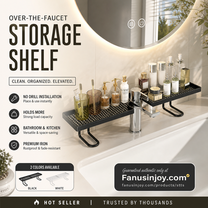 🚰 50% DE RÉDUCTION! 🏠 Étagère de rangement au-dessus du robinet – Anti-calcaire, gain de place & installation facile – Gardez votre plan de travail propre et organisé ✨