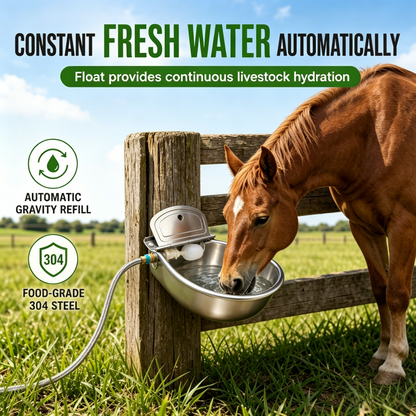 50% de Réduction – Abreuvoir Automatique en Acier Inoxydable 304 à Flotteur pour Bétail, Chevaux, Bovins, Moutons et Chiens