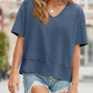 🌿 Dam V-ringad blus med halv ärm – patchwork-fåll, avslappnad passform & perfekt för jeans, kjol & shorts, unik & bohemisk 🧵
