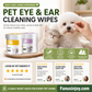 🌿🐶 Lingettes nettoyantes yeux et oreilles – À base de plantes, sans parfum, nettoie en douceur les yeux et les oreilles de votre compagnon à quatre pattes 🐱💚