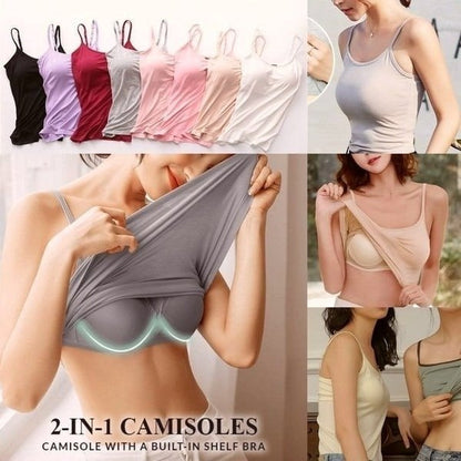 🌿 Débardeur femme en coton stretch – Coques intégrées sans armature, doux et respirant, parfait seul ou en sous-pull 🌸