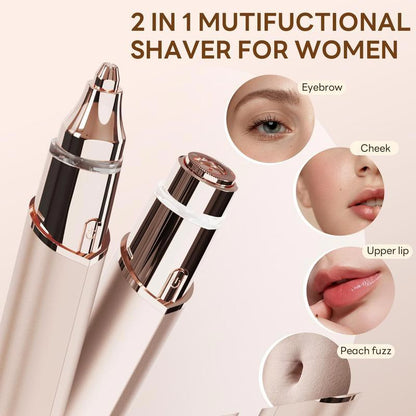 💡🪒 Épilateur facial 2-en-1 pour femme – Doux, éclairage LED, recharge USB, l’outil de précision qui capture les poils les plus fins pour une peau lisse et nette, à la maison comme en voyage 🌸🔋