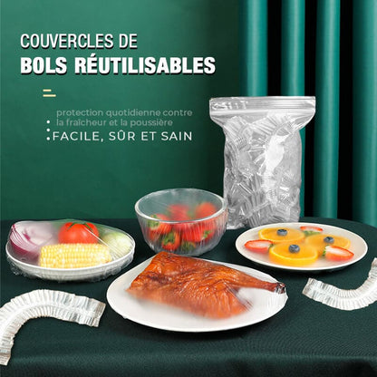🥗🎒 Sacs de conservation fraîcheur 100 PCS réutilisables – PEHD/PEBD, élastiques, alternative durable au film plastique jetable, gardez vos aliments au frais sans culpabilité 🌍🧊