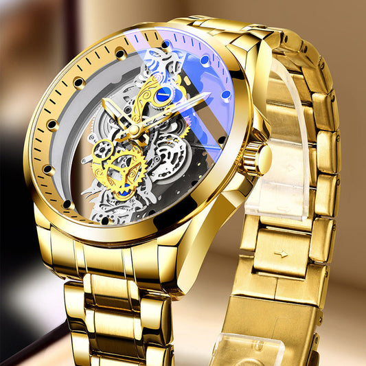 📢📢40% DE RÉDUCTION !! ⏰ Montre Squelette Double Face – Tourbillon Non Mécanique, Lumineuse, Étanche 30M ✨