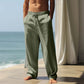 👖🌿 Pantalon homme en mélange lin – Coupe droite, cordon de serrage, respirant et léger, parfait pour l'été au bureau comme en weekend ☀️🍃