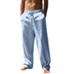 👖🌿 Pantalon homme en mélange lin – Coupe droite, cordon de serrage, respirant et léger, parfait pour l'été au bureau comme en weekend ☀️🍃