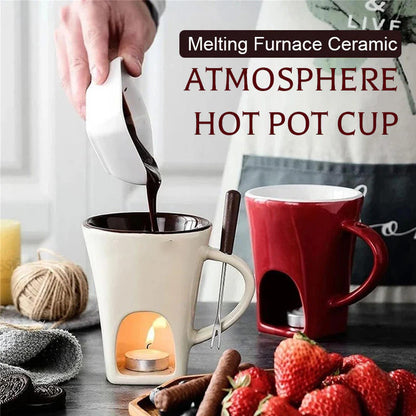 🛡️🍫 Bol céramique à fondue – Résiste à la chaleur, garde le chocolat onctueux, finition élégante, pour des moments de partage réussis, de l’apéritif sucré au dessert 🕯️💛
