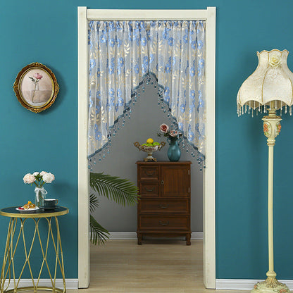 🚪🌸 Rideau de porte court en dentelle – Broderie florale, perles et franges, séparation élégante et lumineuse, la touche romantique pour la maison de campagne ou l’appartement 🕊️🏡