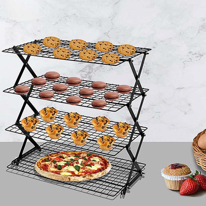 Étagère métallique pliable et empilable à 3 ou 4 niveaux pour la cuisine, le camping-car et le camping