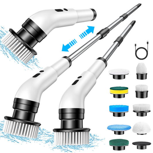 Brosse électrique sans fil 9 en 1 – Nettoyeur rotatif rechargeable pour salle de bain, cuisine, carrelage, baignoire et joints – Brosse multifonction avec têtes interchangeables