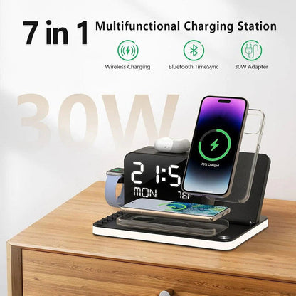 📱🎧 Station de charge sans fil multi-appareils – Élimine le désordre des câbles, rechargez téléphone, écouteurs et montre en un seul geste, l’accessoire malin des bureaux et des tables de nuit 💡