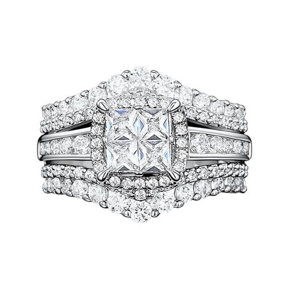 💍 BEGRÄNSAD TID – 50 % RABATT! 💥 Dam kubisk zirkonia-ring – prinsesslipad, pavéinfattning & flerlagers band, fångar ljuset vackert 💎