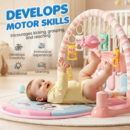 🎹👶 Tapis musical 3-en-1 pour bébé – Piano interactif au pied, jouets suspendus et arche en mousse, éveil sensoriel et motricité de la naissance aux premiers pas 🍼🧠