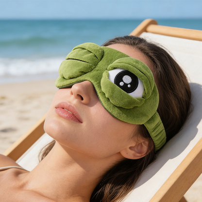 🐸 Mjuk 3D-sovmask i groddesign | Rolig, bekväm & perfekt för en god natts sömn ✨