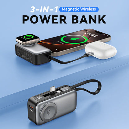 🔋⚡ Batterie externe magnétique 5000 mAh – Câbles intégrés, charge sans fil, ultra-mince et ignifuge, le galet d’énergie qui se clipse au dos du téléphone pour ne plus jamais chercher de prise dans le métro 🧲📱
