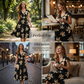 👗 50 % RABATT! 🌺 V-ringad klänning med volanger & tryck – smickrande passform, flödande fall & perfekt för varma dagar & ljumma kvällar 💃