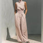 LIMITED TIME 50% OFF ✨ Mock Neck Top & Wide Leg Pants 2-Piece Set | Lightweight Soft Fabric