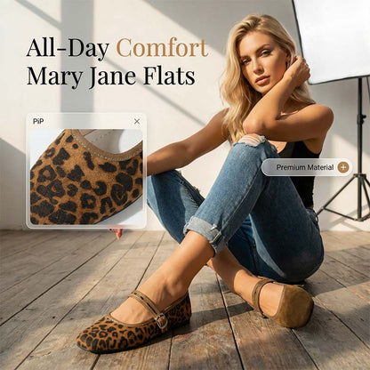 🥿✨ Ballerines Mary Jane à finition daim – Semelle intérieure en mousse à mémoire de forme, chic et confort absolu 🎀💫