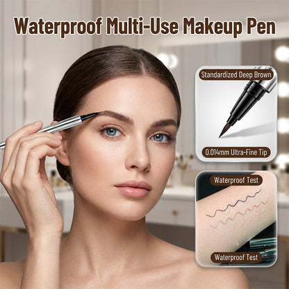 🎨🖤 Eyeliner 4-en-1 waterproof – Sourcils, eye-liner, cils et ligne des cheveux, un seul stylo pour toutes vos retouches, précision et longue tenue 💁‍♀️🌿