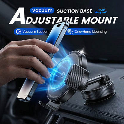 🚗🧲 Support voiture magnétique réglable – Base à ventouse, aimants N55 puissants, rotation 1080°, fixation instantanée, compatible tous les smartphones, pour une navigation sûre et stable 📱✅