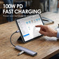🔌💻 Hub USB-C 5-en-1 portable – Sortie HDMI 4K, transfert haut débit, recharge 100W PD, design aluminium fin et robuste ⚡🧳