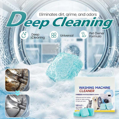 🧼🌀 Comprimés nettoyants machine à laver 12 pièces – Dissolution rapide, élimine résidus, odeurs et moisissures, compatible tous types de lave-linge, pour un linge et un tambour vraiment propres 👕💧