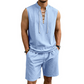 🧵 BEGRÄNSAD TID 50 % RABATT! ✨ Herr ärmlös set i linne – topp & shorts med snörning, 7 färger ☀️