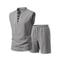 🧵 BEGRÄNSAD TID 50 % RABATT! ✨ Herr ärmlös set i linne – topp & shorts med snörning, 7 färger ☀️
