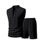 🧵 BEGRÄNSAD TID 50 % RABATT! ✨ Herr ärmlös set i linne – topp & shorts med snörning, 7 färger ☀️