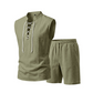 🧵 BEGRÄNSAD TID 50 % RABATT! ✨ Herr ärmlös set i linne – topp & shorts med snörning, 7 färger ☀️