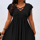 🌾🎀 Robe cintrée à volants – Encolure V délicate, taille marquée, coupe qui tourne, pour un look romantique au quotidien comme en soirée 🧺🌙