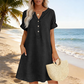 🏖️ 50 % RABATT! 👗 Avslappnad V-ringad klänning – fickor, andningsbar & smickrande passform, din sommarfavorit 🌿
