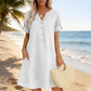 🏖️ 50 % RABATT! 👗 Avslappnad V-ringad klänning – fickor, andningsbar & smickrande passform, din sommarfavorit 🌿