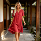 🏖️ 50 % RABATT! 👗 Avslappnad V-ringad klänning – fickor, andningsbar & smickrande passform, din sommarfavorit 🌿